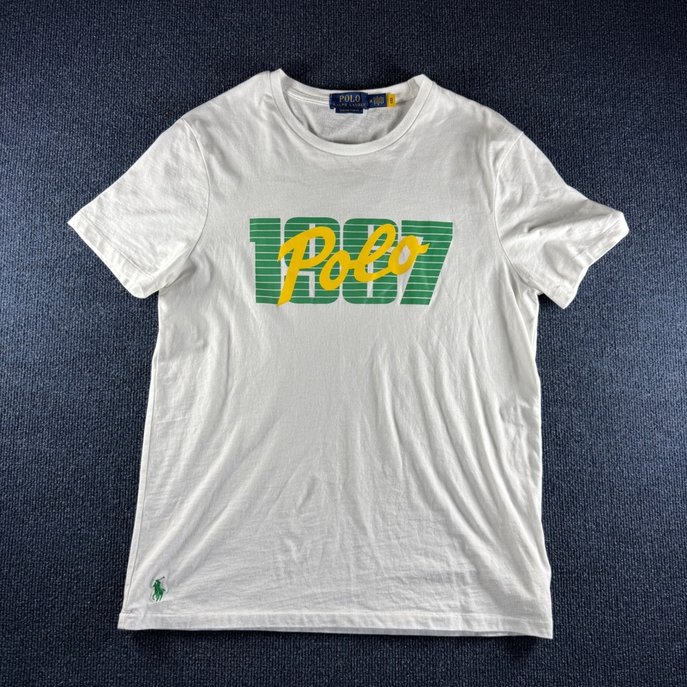 Polo Ralph Lauren Mens White 1967 Graphic T-Shirt Custom Slim Fit Medium